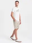 Ombre Men's monochromatic shorts with cargo pockets - beige
