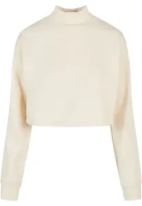 Dámy Cropped Oversized Sweat High Neck Crew whitesand