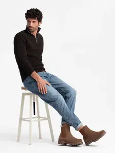 Ombre Slip-on suede men's high top shoes - light brown