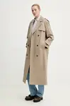 Kabát Theory dámský, béžová barva, přechodný, dvouřadový, P0104402