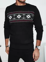 Pánsky čierny sveter so vzorom vločiek