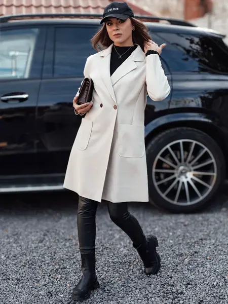 Dámsky dlhý béžový kabát LINNORE