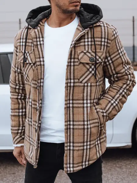 Pánska prešívaná prechodná bunda s kapucňou