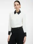 Cream women's shirt with contrasting collar ORSAY - Women's