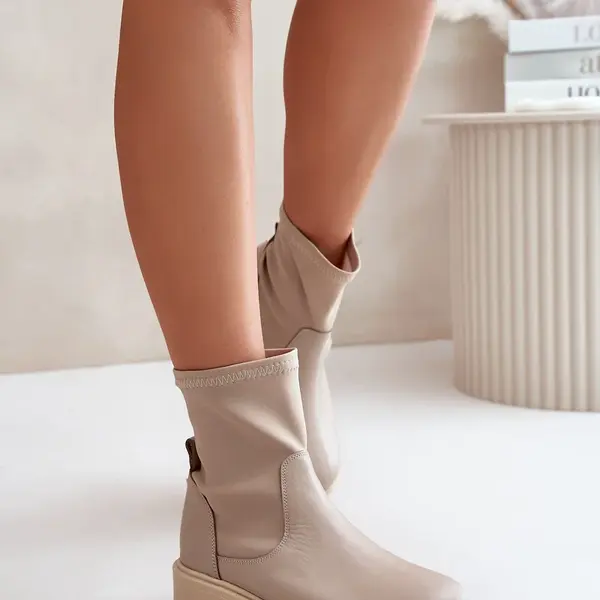 Zazoo 2947 Dámske Čižmy Z Prírodnej Kože Béžové