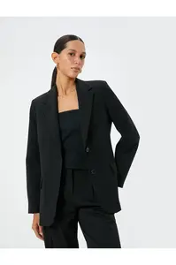 Koton Kt - Blazer Jacket Double Breasted Flap Pocket Detail