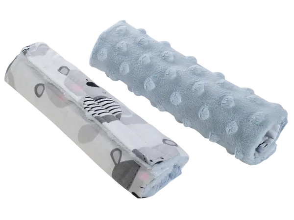 Medi Partners Stroller belt protectors (2 pcs.) cotton + minky – Teddy + blue minky