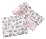 Medi Partners Quilt 75x100 + pillow 35x30 cotton + minky – Gray hedgehogs + light pink minky