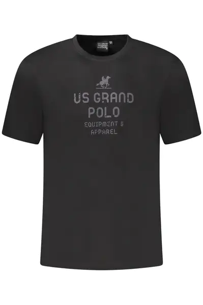 Čierne tričko US Grand Polo s krátkym rukávom