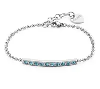 S'Agapõ Třpytivý ocelový náramek se světle modrými krystaly Dazzly SDZ15