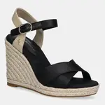 Sandály Tommy Hilfiger SATIN HIGH WEDGE ESPADRILLE černá barva, FW0FW08602