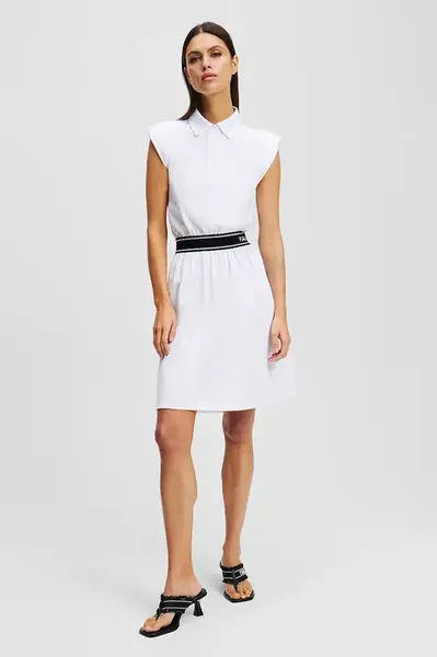 Bavlněné šaty Karl Lagerfeld bílá barva, mini, A2W13038