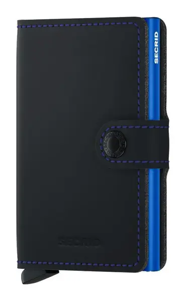 Kožená mini peněženka Secrid Miniwallet Matte Black & Blue