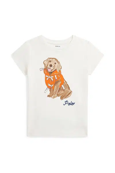 Dětské bavlněné tričko Polo Ralph Lauren bílá barva, 312965147001