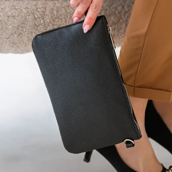 Dámska kožená plesová listová kabelka Italia Tea - čierna