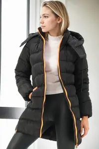 Z9770 DEWBERRY WOMEN'S COAT-BLACK-ORANGE