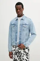 Džínová bunda Tommy Hilfiger modrá barva, přechodná, MW0MW38956