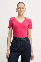 Bavlněné tričko Morgan dámské, růžová barva, DMATY