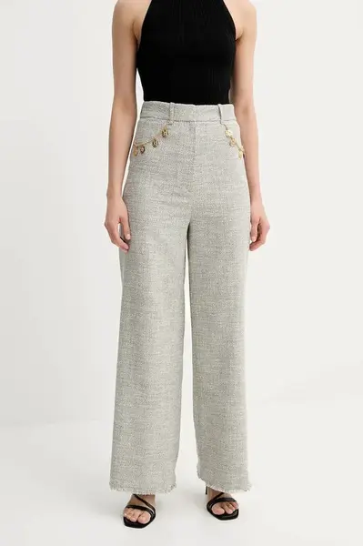 Kalhoty Nanushka ALANDRA dámské, šedá barva, high waist, NW25SSPA30399