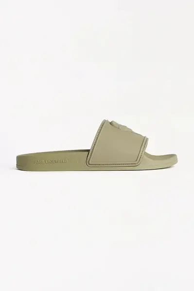 Pantofle Karl Lagerfeld KONDO pánské, zelená barva, KL70009A