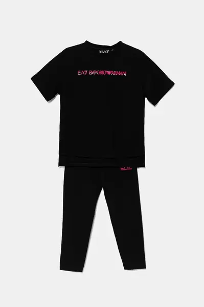 Dětská bavlněná souprava EA7 Emporio Armani černá barva, 7G000071 AF12503
