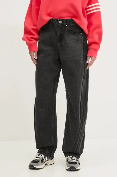 Džíny adidas Originals DENIM BN PANT dámské, high waist, JX9213