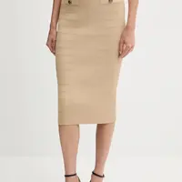 Sukně Guess EVANGELINE béžová barva, midi, pouzdrová, W5YD66 Z0130