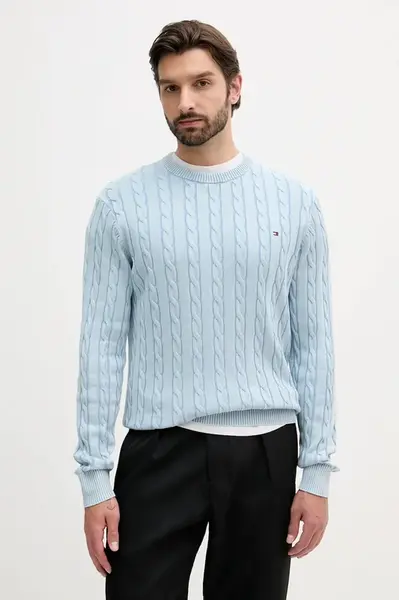 Bavlněný svetr Tommy Hilfiger pánský, modrá barva, MW0MW39524