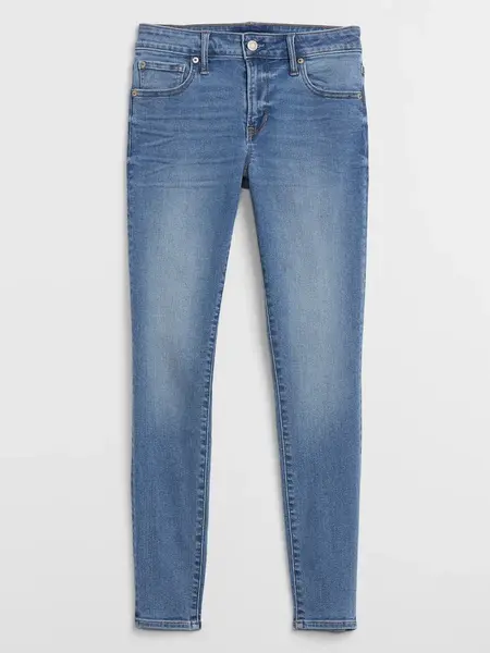 GAP Modré dámské džíny mid rise universal legging jeans