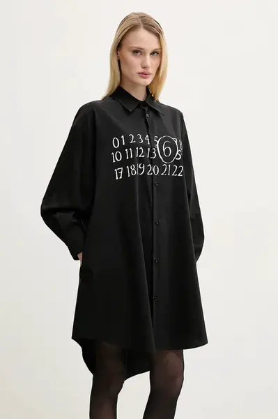 Šaty MM6 Maison Margiela černá barva, mini, oversize, S52CT0788.M35043