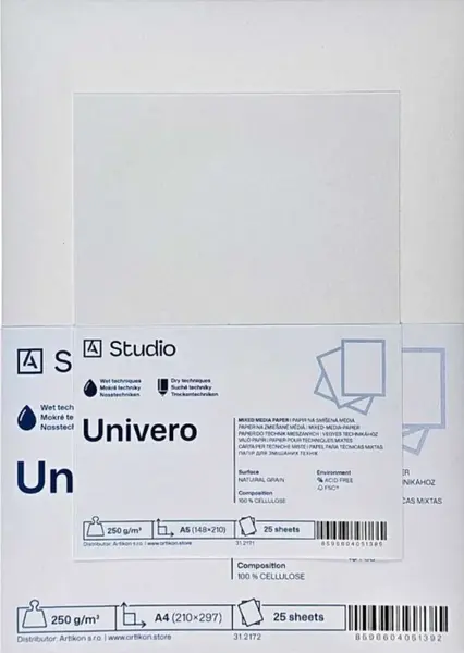 Mixed media papír Univero 250g A4, 25 listů
