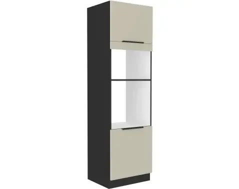 Vysoká skriňa pre vstavanú a mikrovlnnú rúru Arona, 60 cm, kašmírová/čierna%