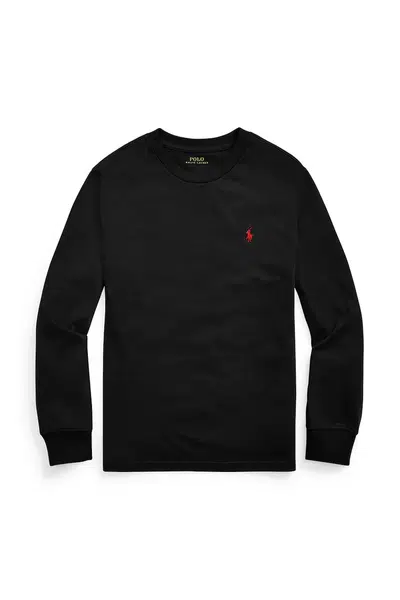 Bavlněné tričko s dlouhým rukávem Polo Ralph Lauren černá barva, 323843804001