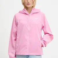 Bunda Tommy Jeans růžová barva, přechodná, DW0DW21188
