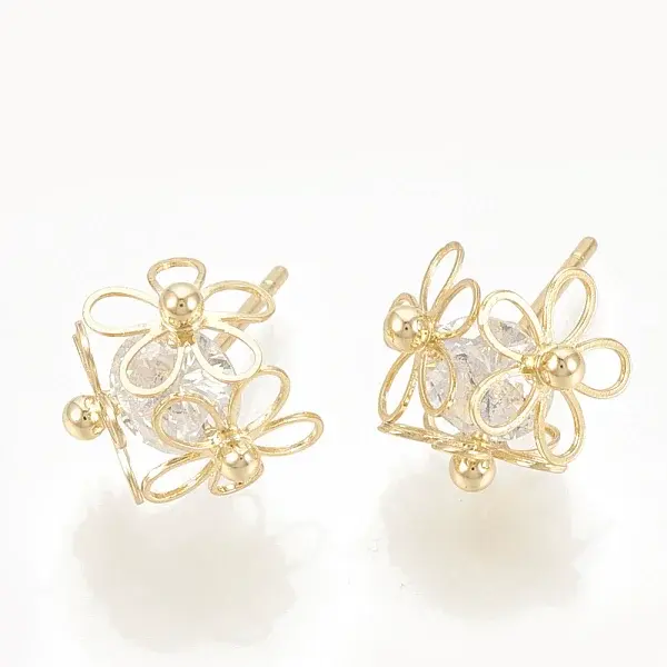 Brass Cubic Zirconia Stud Earrings