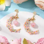 Glass Seed Beads Moon Dangle Stud Earrings