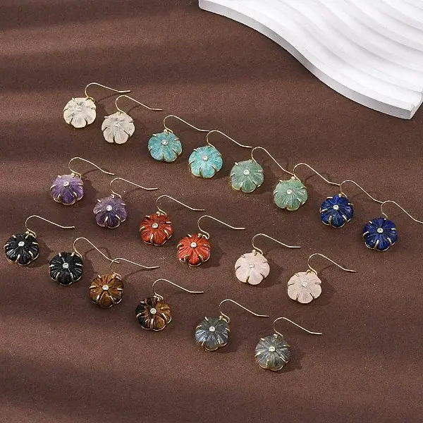 Flower Natural Mixed Stone Dangle Earrings