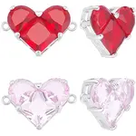 4Pcs 2 Colors Brass Pave Cubic Zirconia Connector Charms