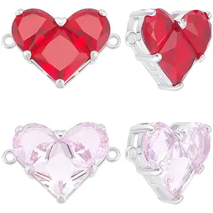 4Pcs 2 Colors Brass Pave Cubic Zirconia Connector Charms