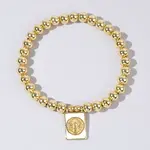 Personality Brass Round Bead Beaded Stretch Bracelets