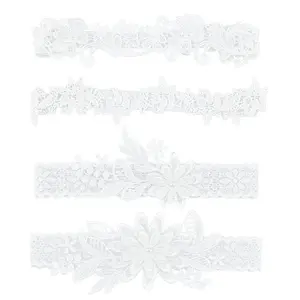 4 Style 4 pcs Polyester Lace Elastic Bridal Garters