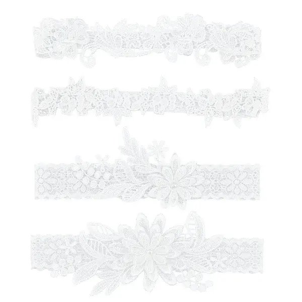 4 Style 4 pcs Polyester Lace Elastic Bridal Garters