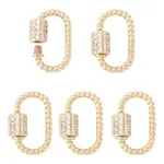5 Pcs Brass Micro Pave Clear Cubic Zirconia Screw Carabiner Lock Charms