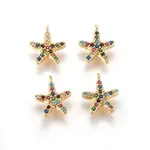 Golden Tone Brass Micro Pave Cubic Zirconia Charms