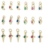 36Pcs 18 Style Brass Micro Pave Cubic Zirconia Charms