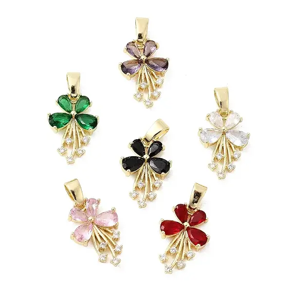 Brass Micro Pave Cubic Zirconia Pendants