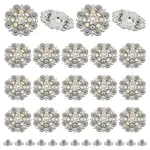 20Pcs Flower Zinc Alloy & Rhinestone & Glass Rivets