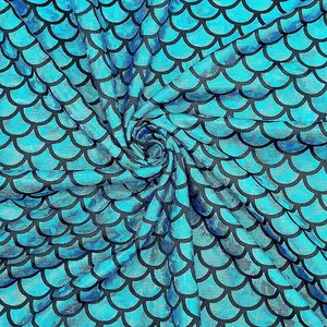 Sparkly Hologram Spandex Mermaid Printed Fish Scale Fabric