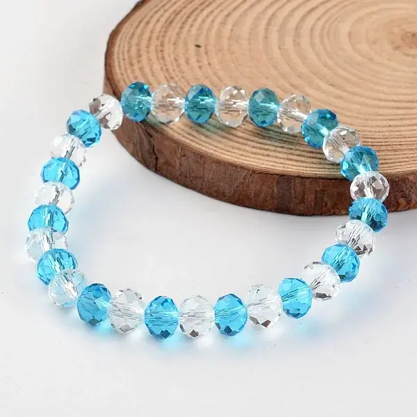 Faceted Abacus Glass Beaded Stretch Bracelets
