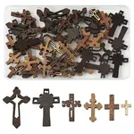 60Pcs 6 Styles Religion Wood Pendants